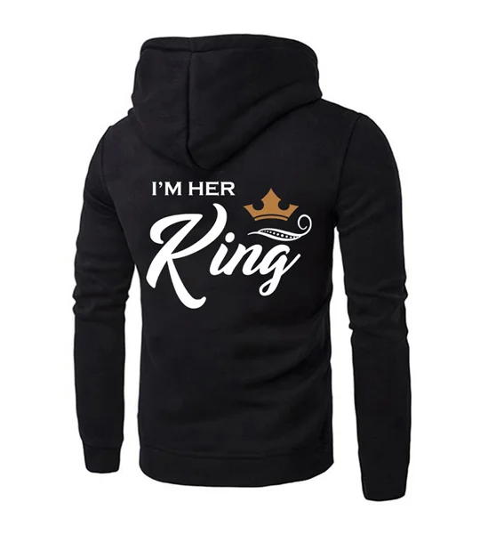 Her King His Queen Matching Couple Hoodies – Black King & Queen Sweatshirts for Couples