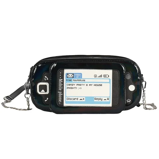 Novelty Phone-Shaped Crossbody Bag | Reflective PU Purse