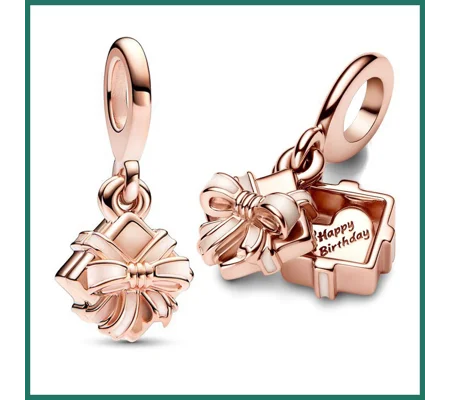 Openable Gift Box Pendant Charm – Elegant Bow & Ribbon Jewelry Accessory