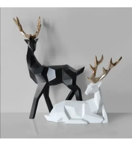 Modern Fortune Deer Resin Sculpture