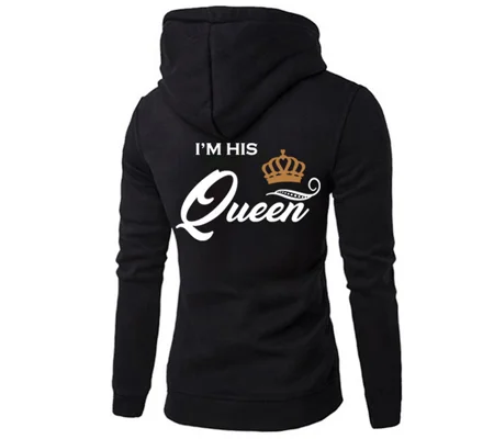 Her King His Queen Matching Couple Hoodies – Black King & Queen Sweatshirts for Couples