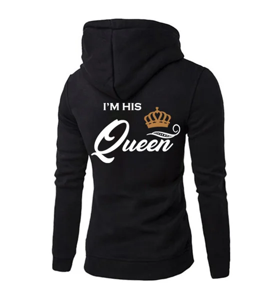 Her King His Queen Matching Couple Hoodies – Black King & Queen Sweatshirts for Couples