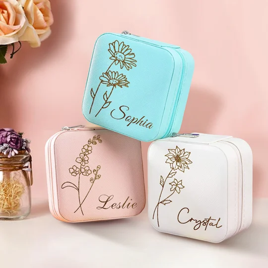 Personalized Birth Flower Jewelry Box | KEEPSORA