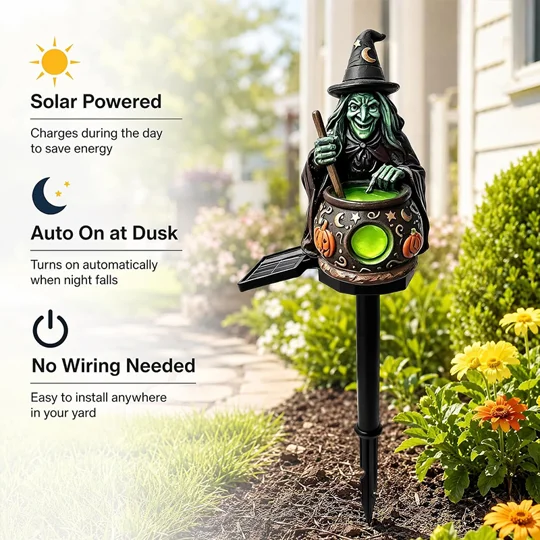 Solar Halloween Garden Light | Witch & Pumpkin | KEEPSORA