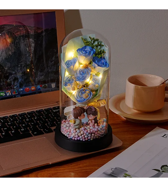 Eternal Rose Bouquet Dome Night Light – 7-Rose Romantic Flower Display with Gift Box