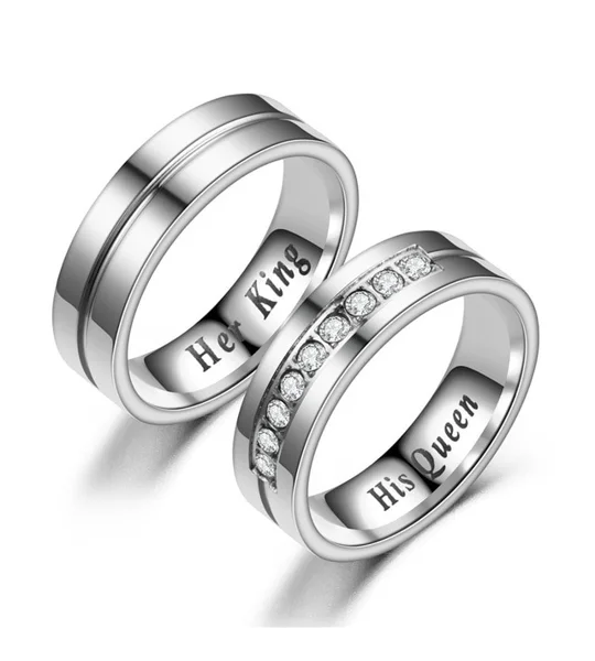 His Queen Her King Titanium Couple Rings – Wedding & Engagement Bands – FREE SHIPPING