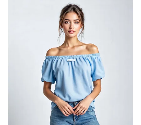 Light Blue Bardot Top