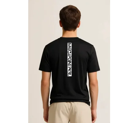 Junior Match Point Vertical Black Performance Tee