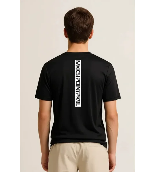 Junior Match Point Vertical Black Performance Tee