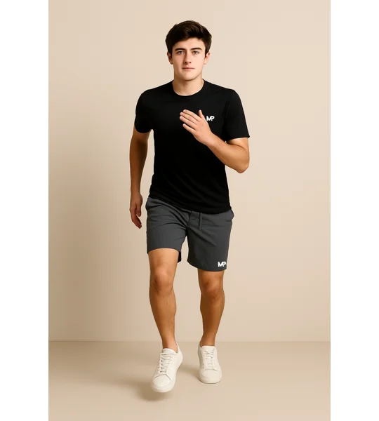 Men's Vertical Logo Black Performance Tee
