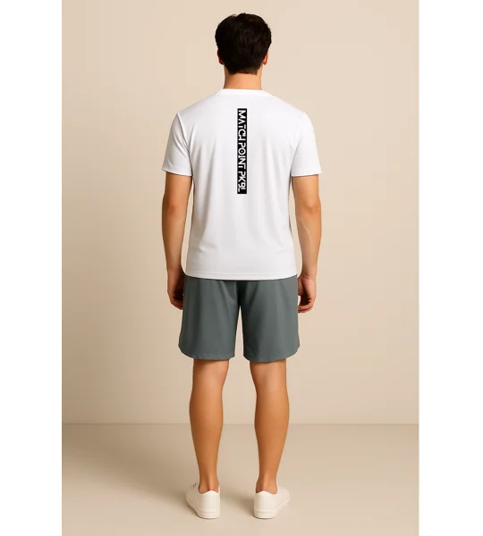 Men's Vertical Logo White Performance Tee