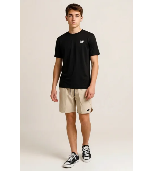 Junior Match Point Single MP logo Black Performance Tee
