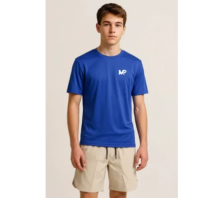 Junior Match Point Single MP logo Royal Blue Performance Tee