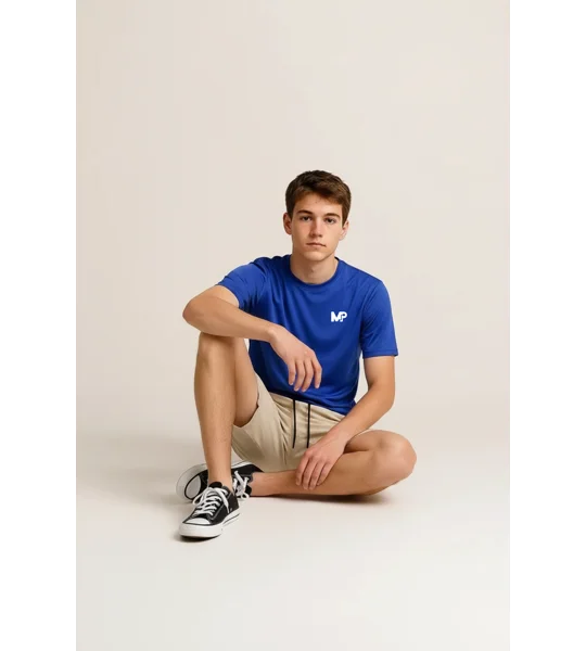 Junior Match Point Single MP logo Royal Blue Performance Tee