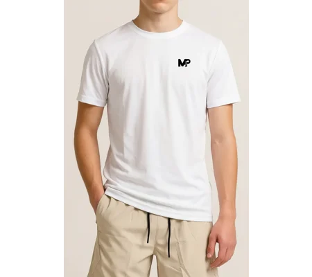 Junior Match Point Single MP logo White Performance Tee