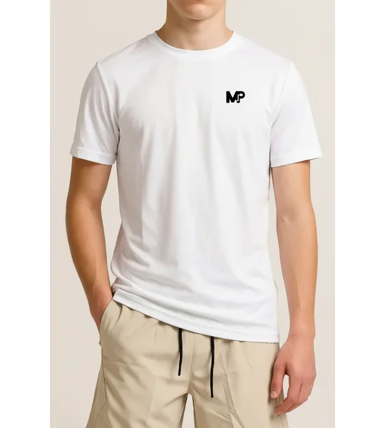 Junior Match Point Single MP logo White Performance Tee
