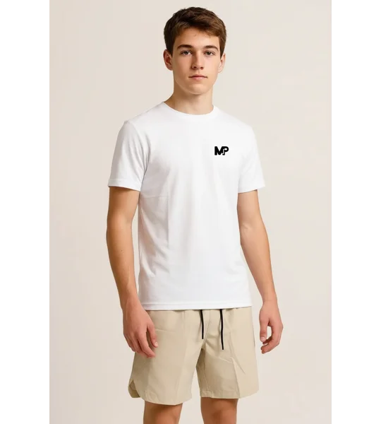 Junior Match Point Single MP logo White Performance Tee