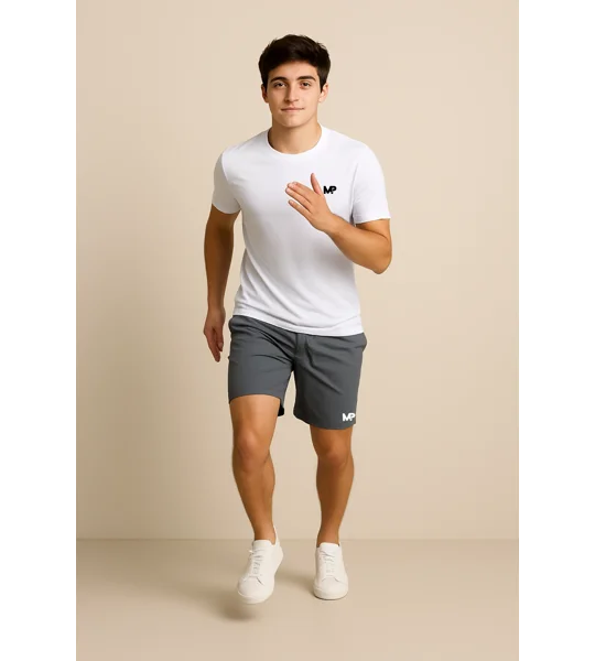 Men's Vertical Logo White Performance Tee
