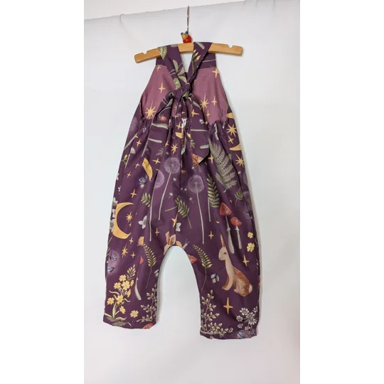 Toddler dungarees,(2-3y) , enchanted woods, witchy celestial pattern baby gift, kids clothes