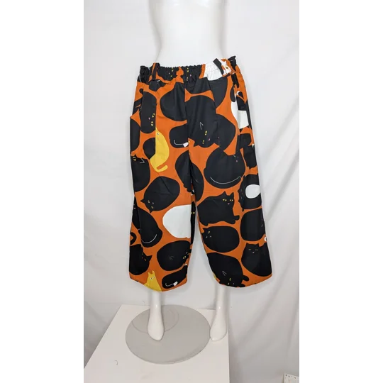 Wide Leg Trousers: Size 22, stretch waist pants, plus size, cats pattern pants, casual trousers