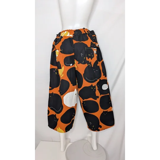 Wide Leg Trousers: Size 22, stretch waist pants, plus size, cats pattern pants, casual trousers