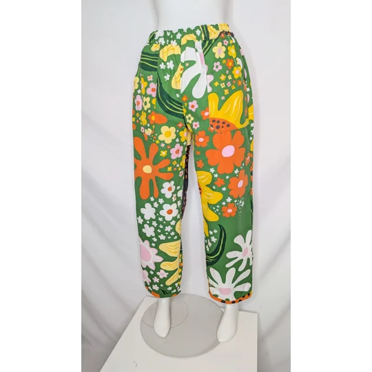 Loose Leg trousers size 12, sunflower field. Cotton trousers, floral print pants, relaxed fit trouse