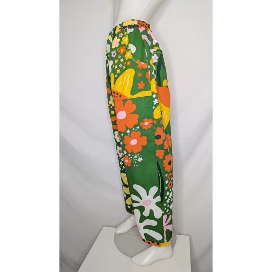 Loose Leg trousers size 12, sunflower field. Cotton trousers, floral print pants, relaxed fit trouse