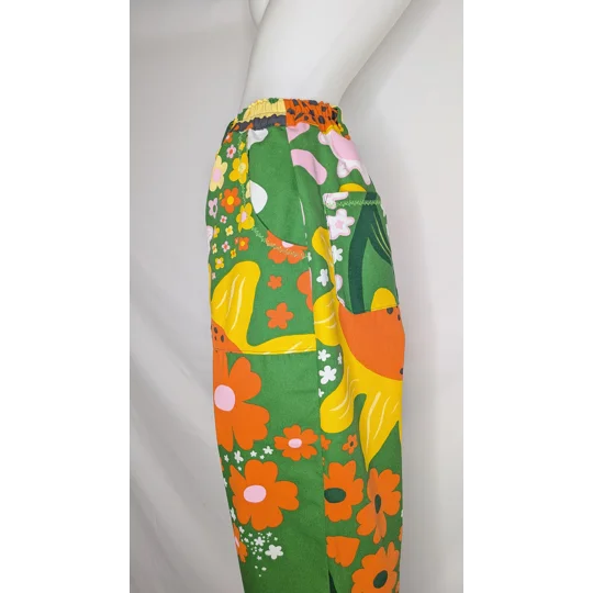 Loose Leg trousers size 12, sunflower field. Cotton trousers, floral print pants, relaxed fit trouse