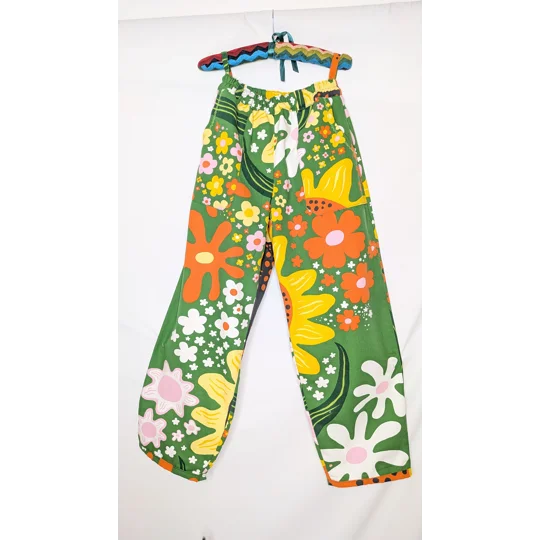 Loose Leg trousers size 12, sunflower field. Cotton trousers, floral print pants, relaxed fit trouse