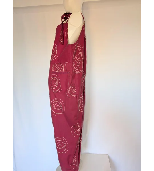 Upcycled Tie-Top Dungarees: Fushia pink, Plus Size 22
