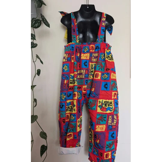 Child Dungarees, romper, age 4-5yrs Halloween monsters suit, bright cartoon dungarees
