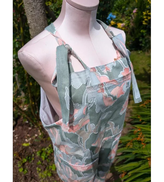 Dungarees size 10 floral, reworked upcycled textiles