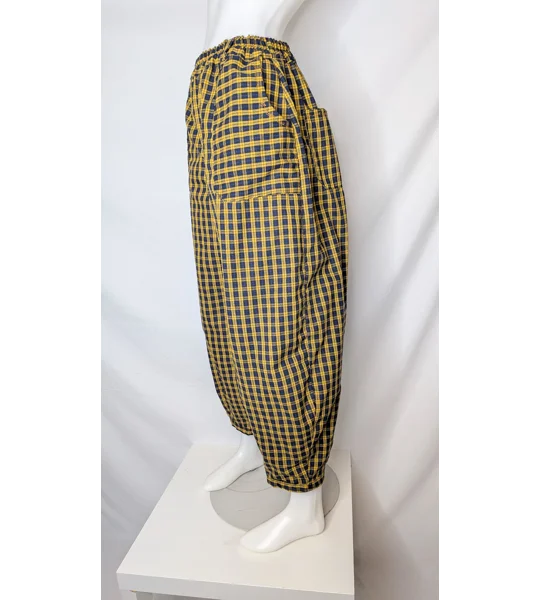 Reworked barrel Leg Trousers: Size 14 yellow check this out