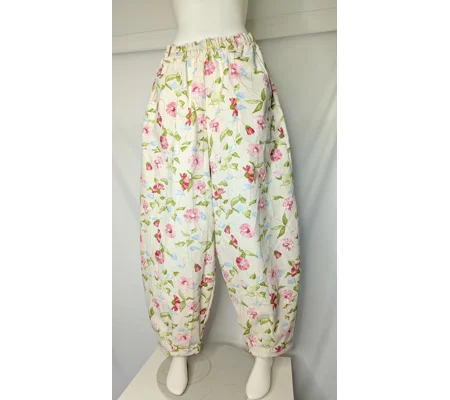Reworked barrel Leg Trousers: Size 16, water colour days