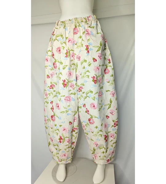 Reworked barrel Leg Trousers: Size 16, water colour days
