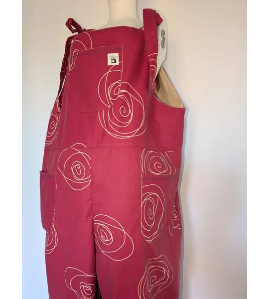 Upcycled Tie-Top Dungarees: Fushia pink, Plus Size 22