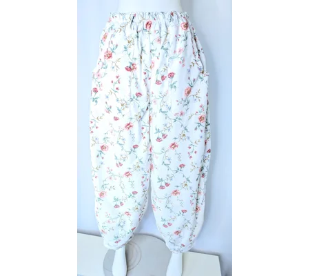 Reworked barrel Leg Trousers: Size 16, floral summer picnic