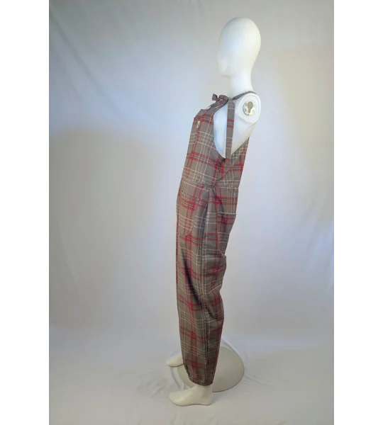 Dungarees size 12-check print- tie top overalls