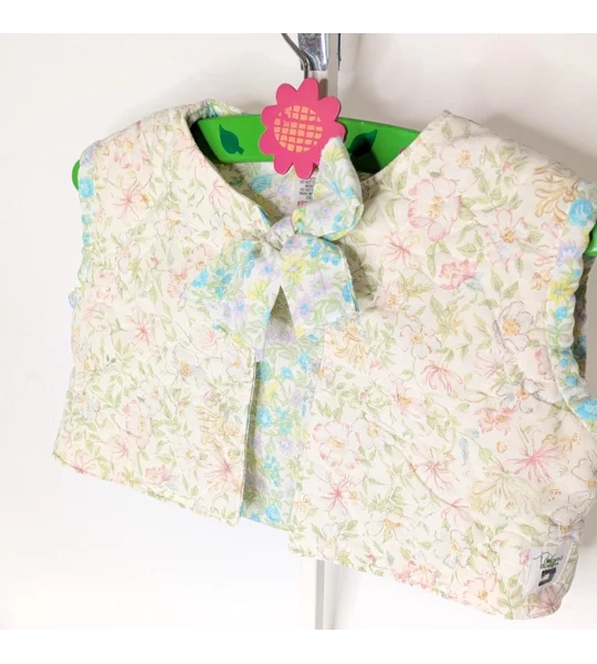 Handmade Quilted Child Waistcoat, Floral Ditsy Cotton, Cottage Core Style (2-3yrs)