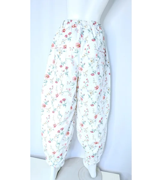 Reworked barrel Leg Trousers: Size 16, floral summer picnic
