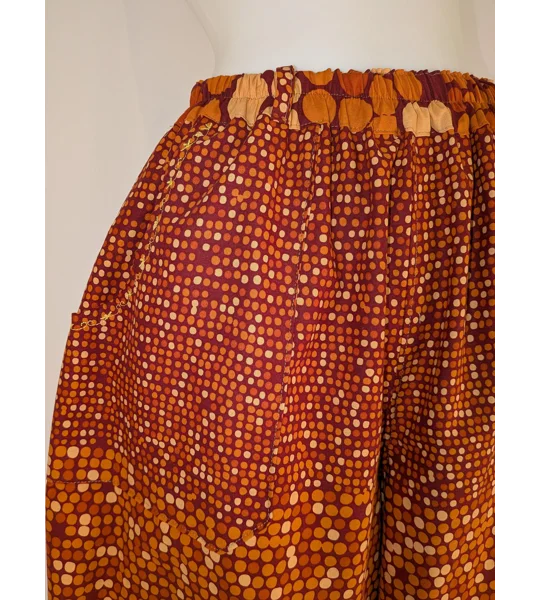 Reworked barrel Leg Trousers: Size 16, warm orange spots
