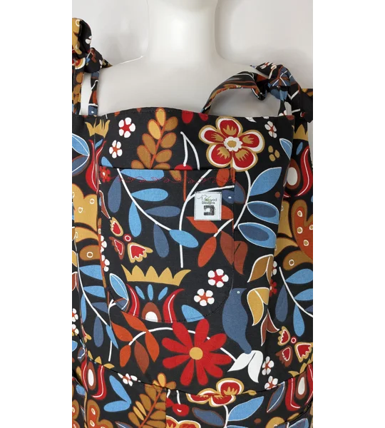 Tie Top Dungarees, Floral Print Cotton Overalls, Size 20