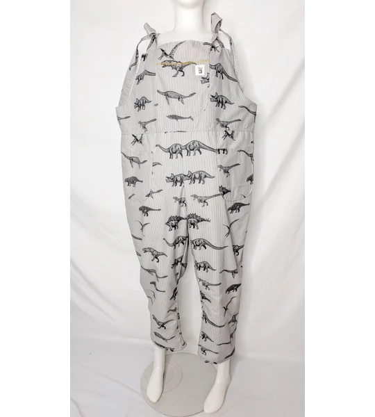 Dungarees: Size 16-18/XL Baggy Fit Overalls, dinosaur stripes