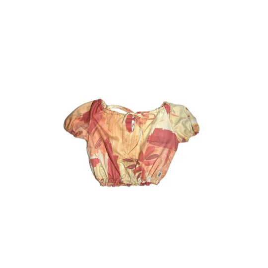 Reworked Milkmaid Crop Top: Orange Abstract Pattern, Size 12