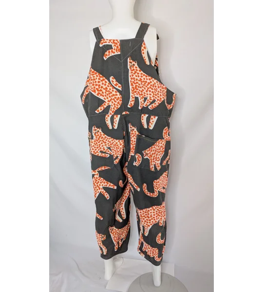 Dungarees: Size 20 Baggy Fit Overalls, jungle cats leaping