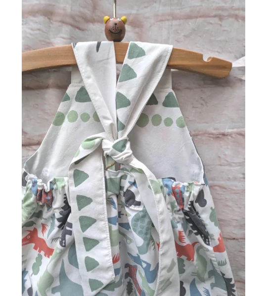 Child Dungarees, romper, age 3-6m dinosaur dungarees, sustainable clothing, reworked kids clothes