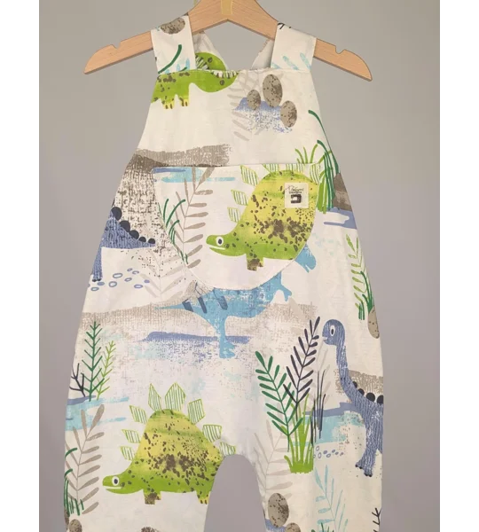 Dinosaur Dungarees, romper,(2-3y) sustainable children's gift.