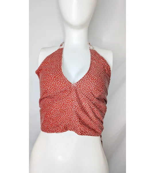 Reversible Cropped Halter Top: whimsical mushroom