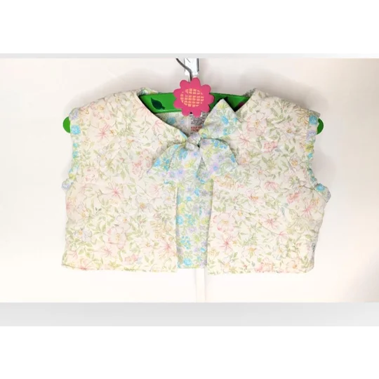 Handmade Quilted Child Waistcoat, Floral Ditsy Cotton, Cottage Core Style (2-3yrs)