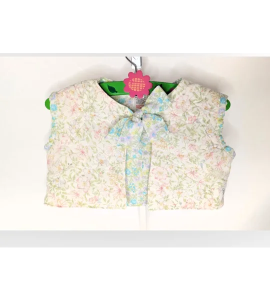 Handmade Quilted Child Waistcoat, Floral Ditsy Cotton, Cottage Core Style (2-3yrs)